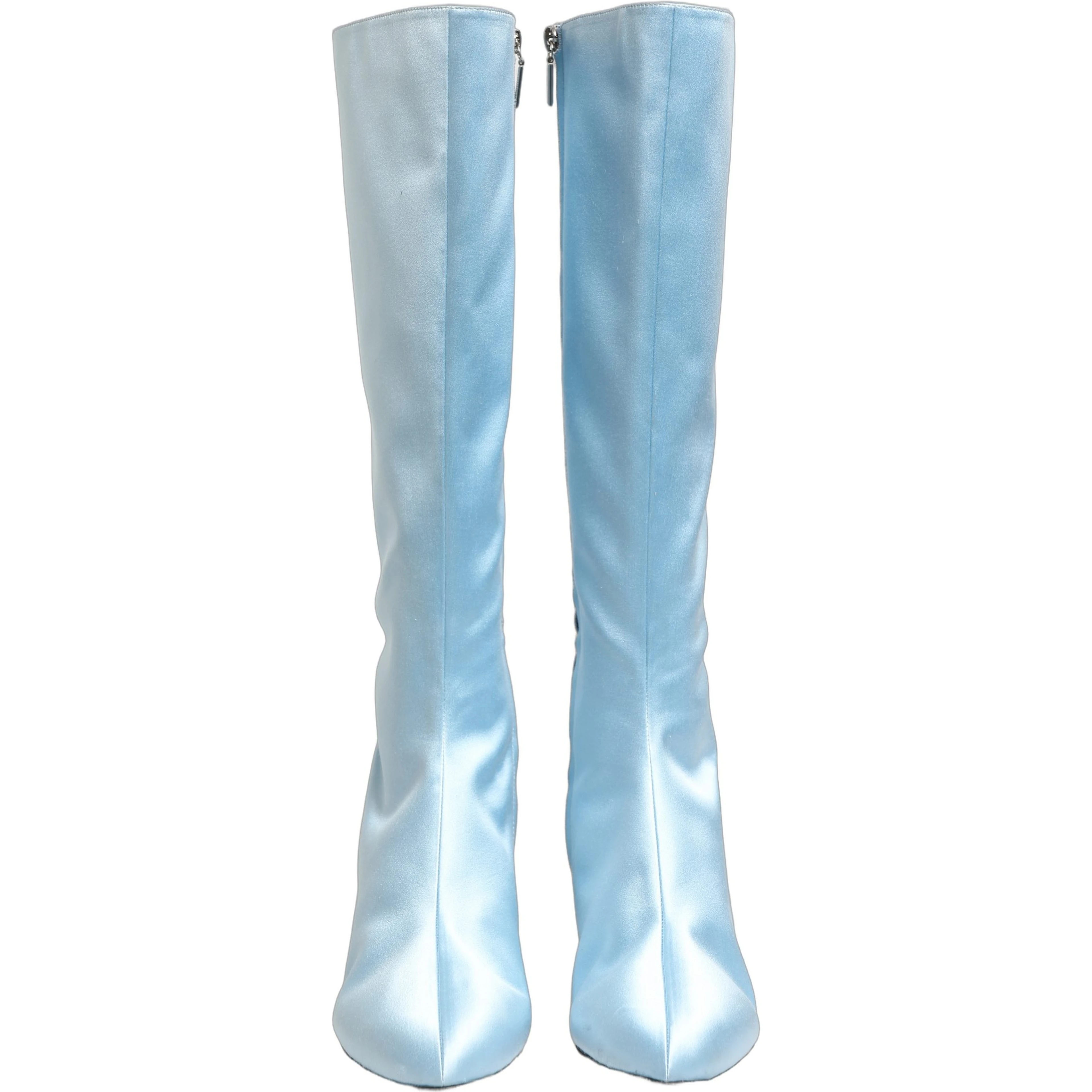 Light Blue Satin Knee High Boots Shoes
