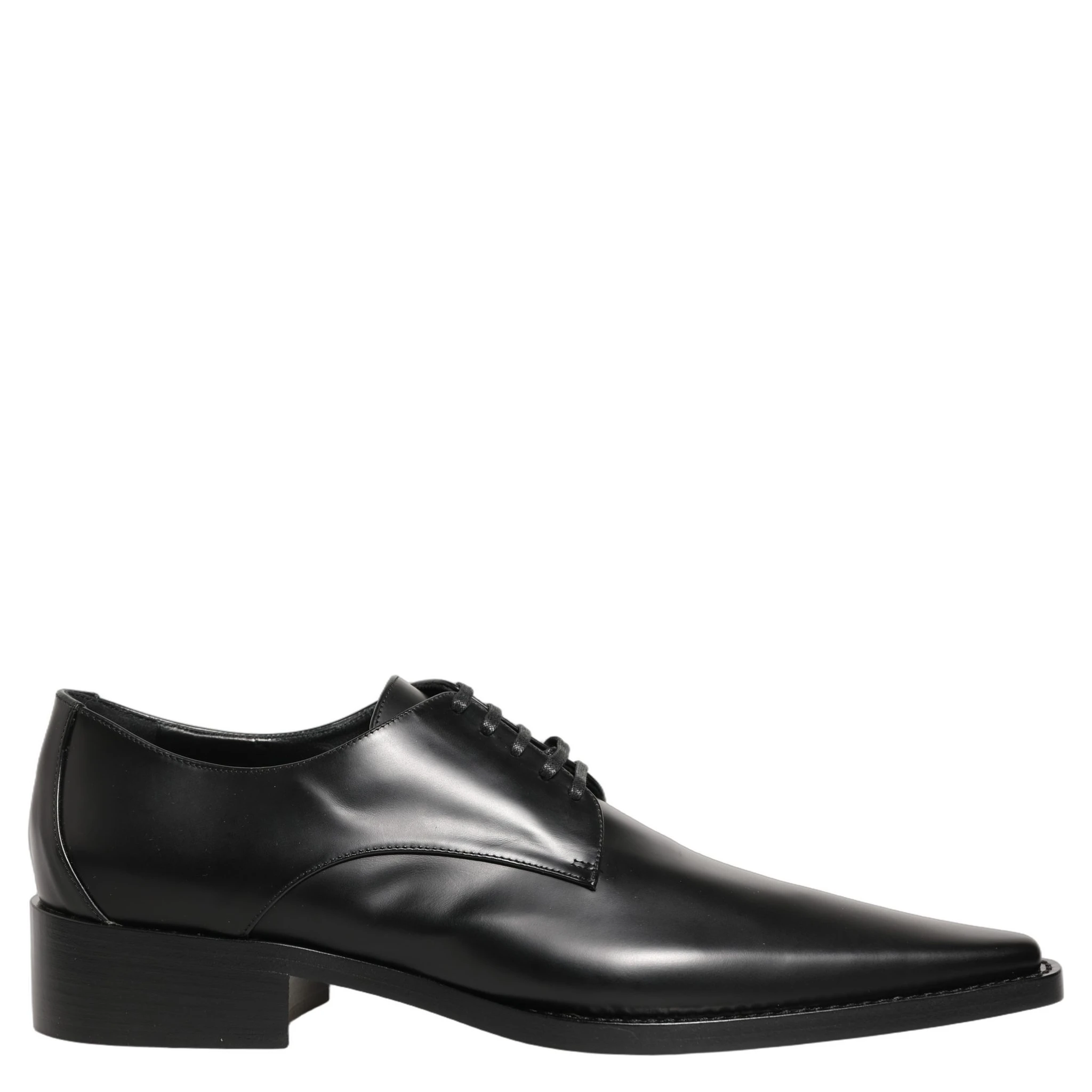 Black Leather Lace Up Derby Dress Shoes