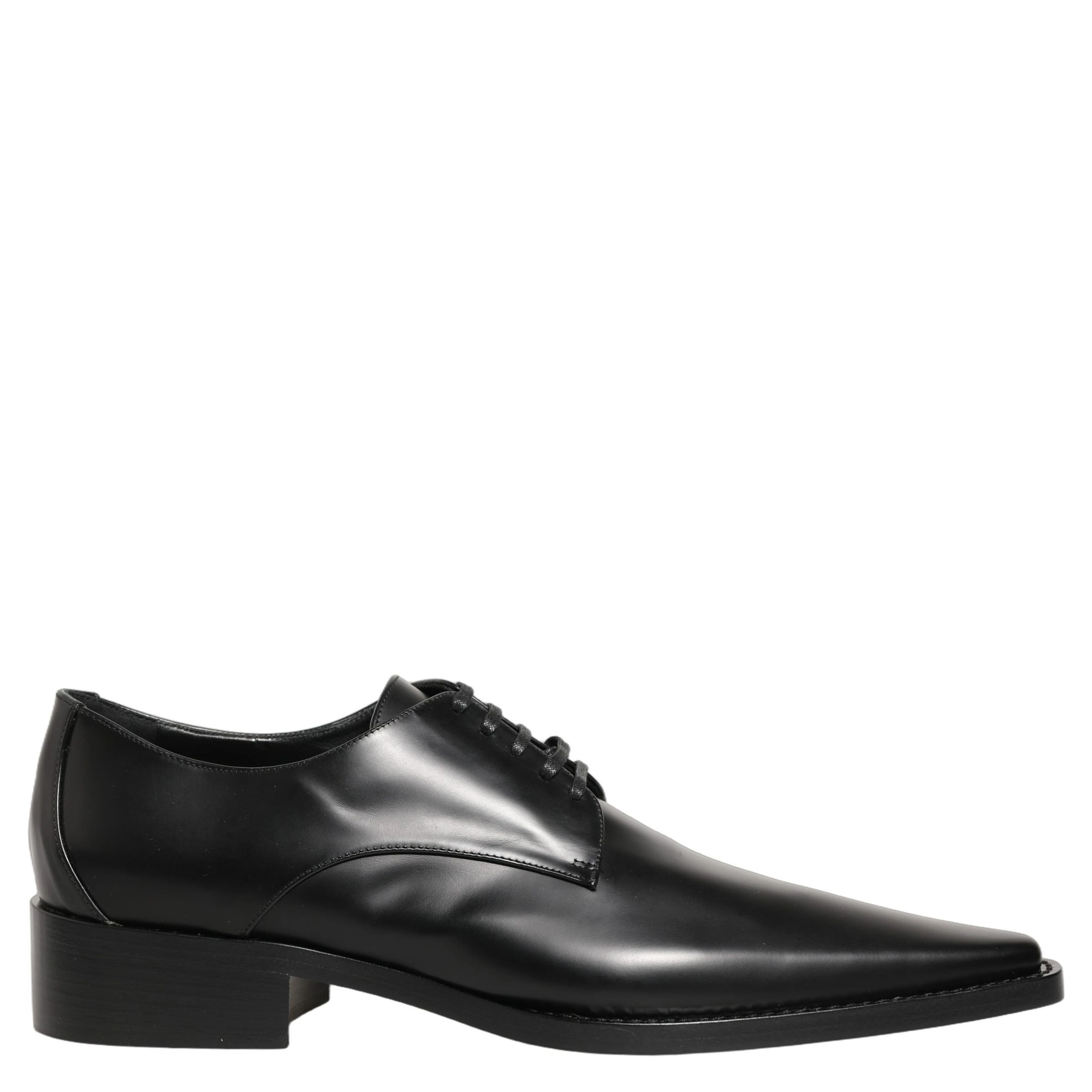 Black Leather Lace Up Derby Dress Shoes