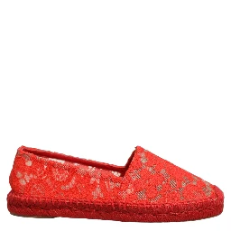 Red Taormina Lace Espadrille Flats Shoes