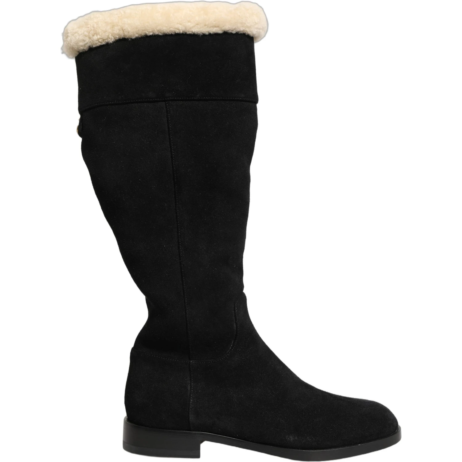 Suede Leather Knee High Boots Black