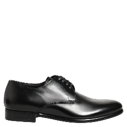 Black Leather Lace Up Derby Dress Shoes