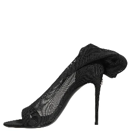 Black Nylon Mesh Sock Style Boots Shoes