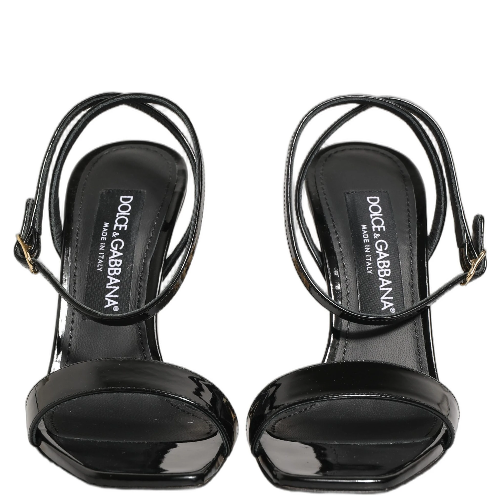 Black Leather Ankle Strap Heels Sandals Shoes