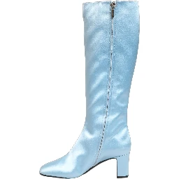 Light Blue Satin Knee High Boots Shoes