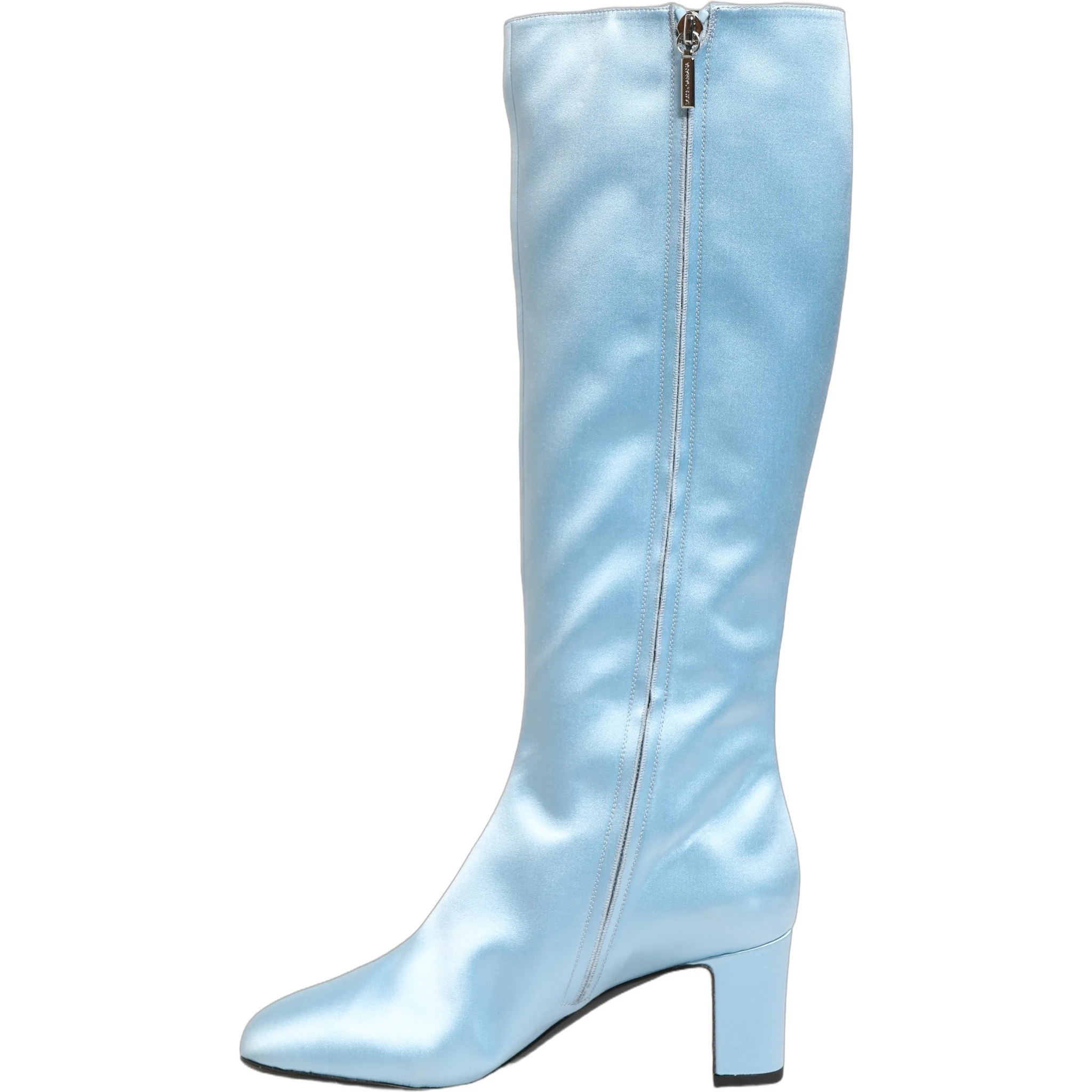 Light Blue Satin Knee High Boots Shoes