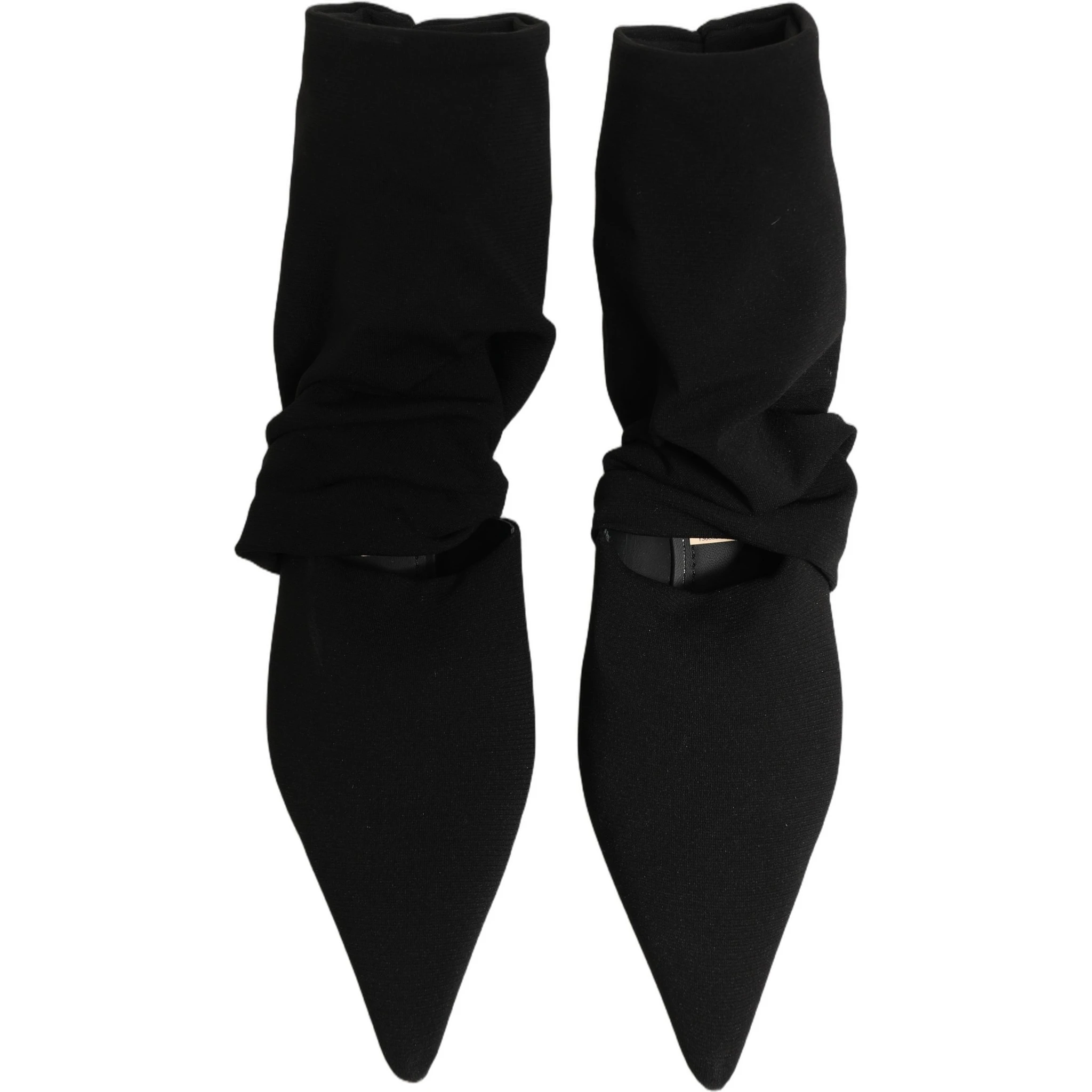 Black Stretch Socks Heels Ankle Boots Shoes