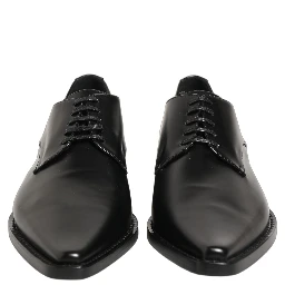 Black Leather Lace Up Derby Dress Shoes