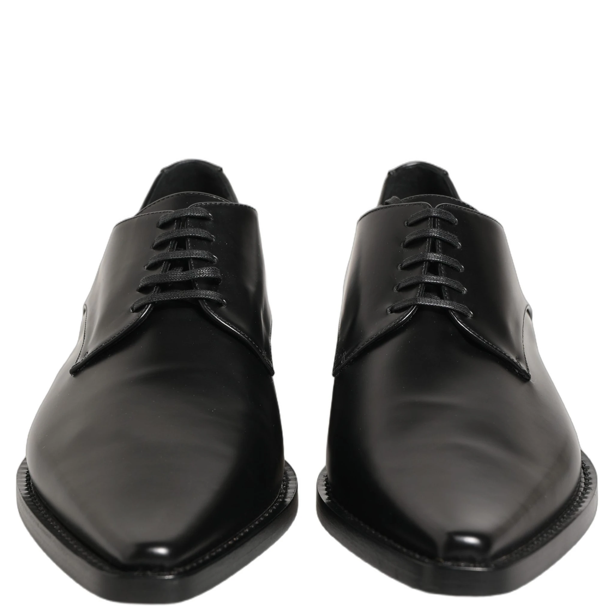 Black Leather Lace Up Derby Dress Shoes