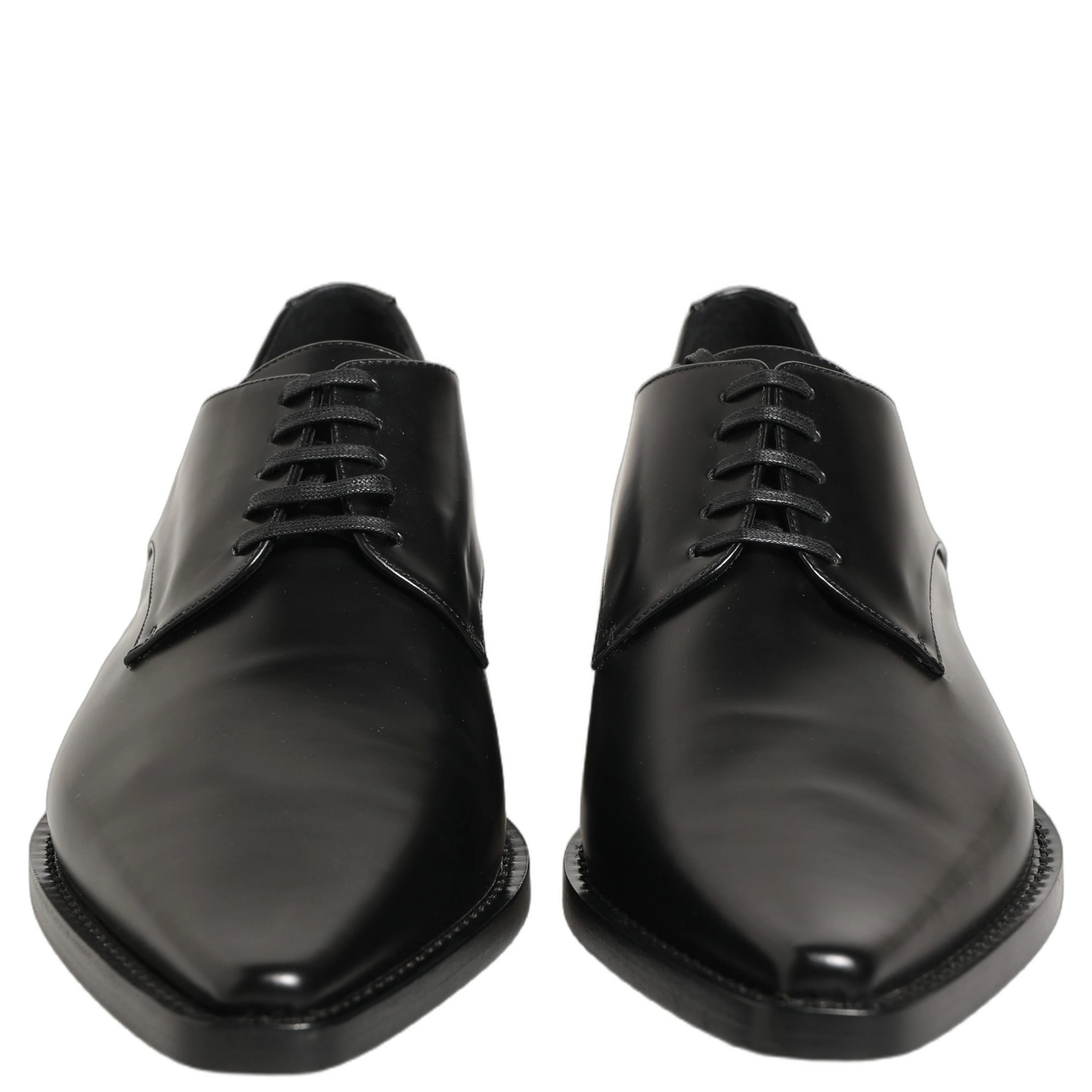 Black Leather Lace Up Derby Dress Shoes