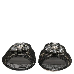 Black Devotion Lace Flats Slip On Shoes