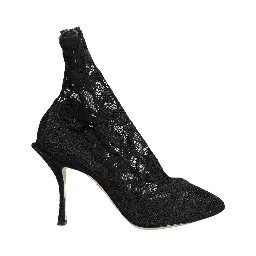 Black Socks Taormina Lace Pumps Boots Shoes