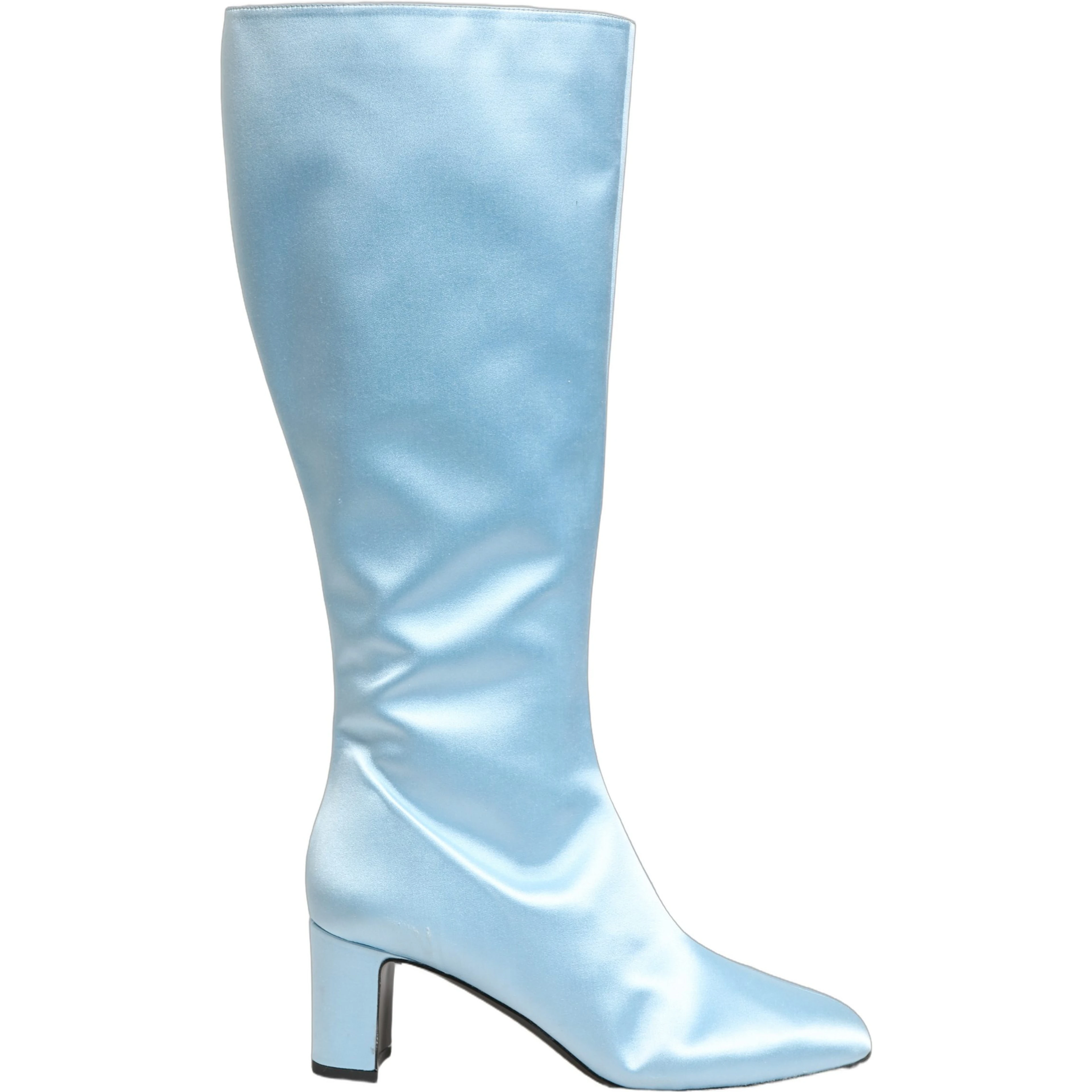 Light Blue Satin Knee High Boots Shoes
