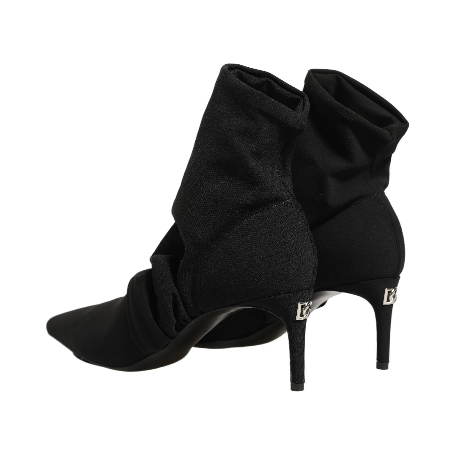 Black Stretch Socks Heels Ankle Boots Shoes