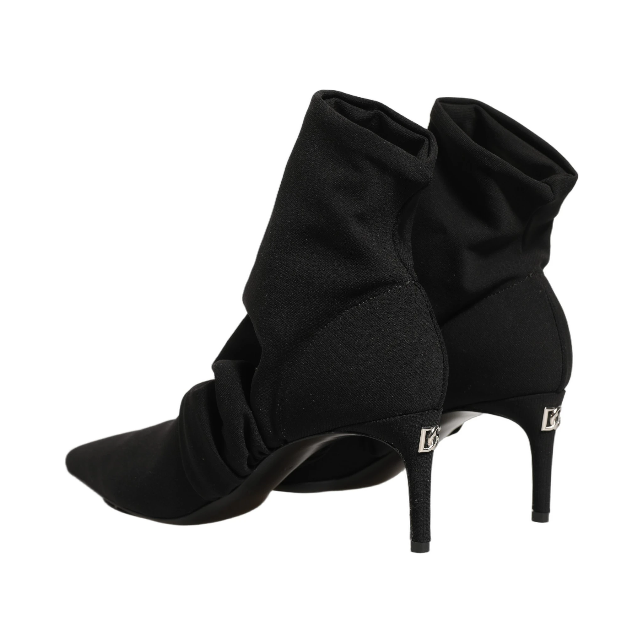 Black Stretch Socks Heels Ankle Boots Shoes
