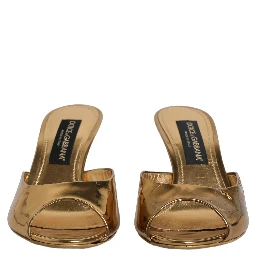 Gold Keira Leather Mules Sandals Shoes