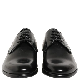 Black Leather Lace Up Derby Dress Shoes