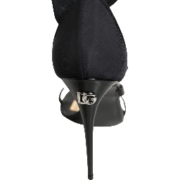 Stiletto Sandals Socks Knee High Boots Black