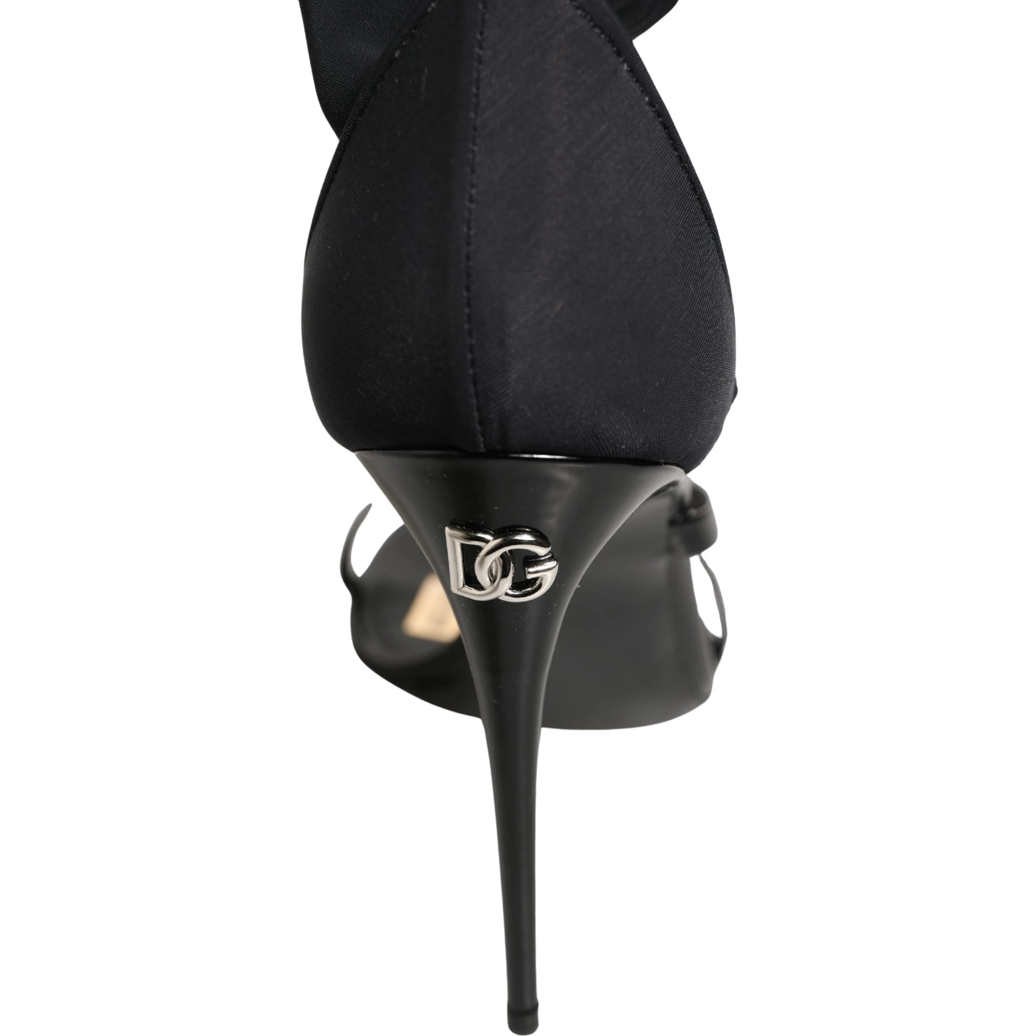 Stiletto Sandals Socks Knee High Boots Black