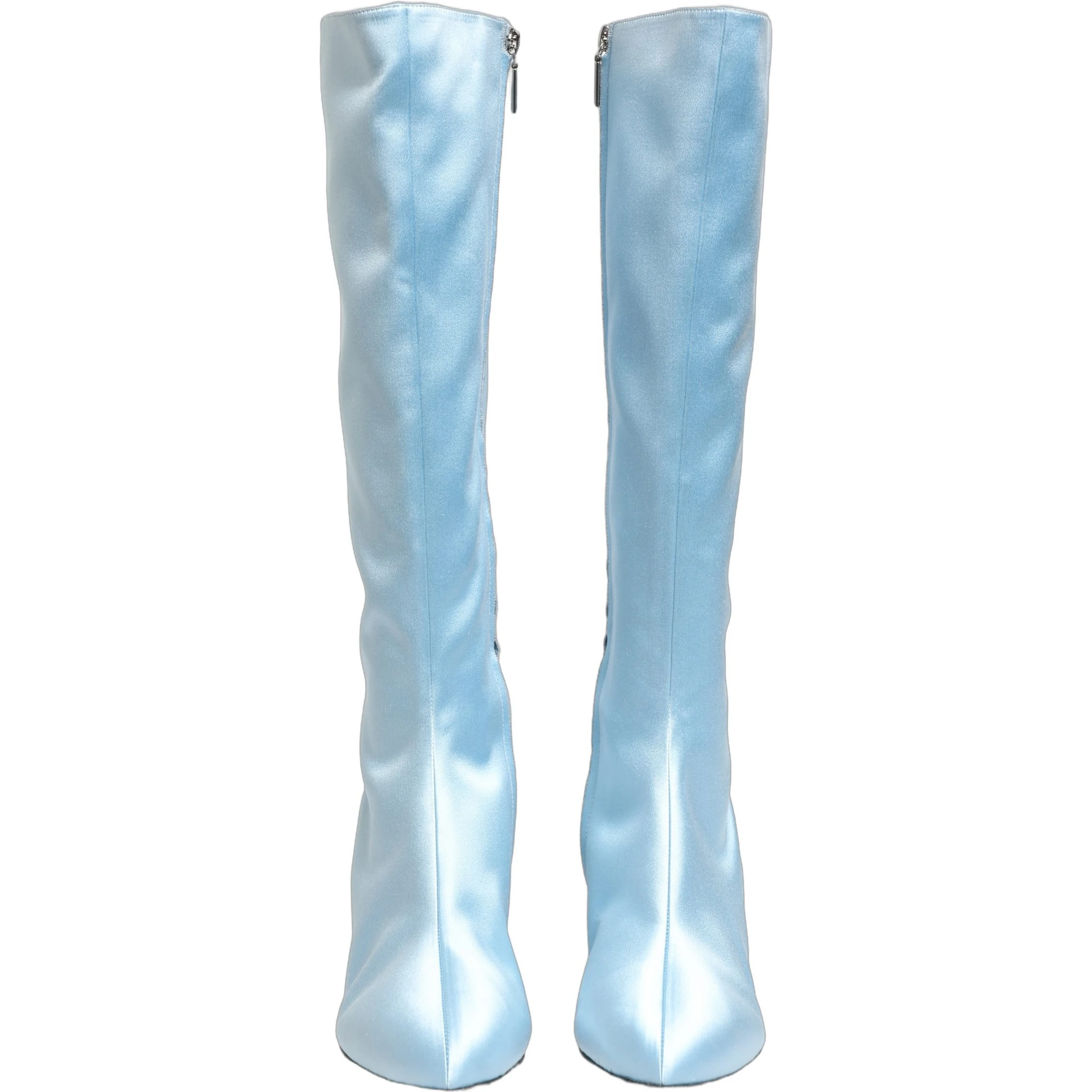 Light Blue Satin Knee High Boots Shoes
