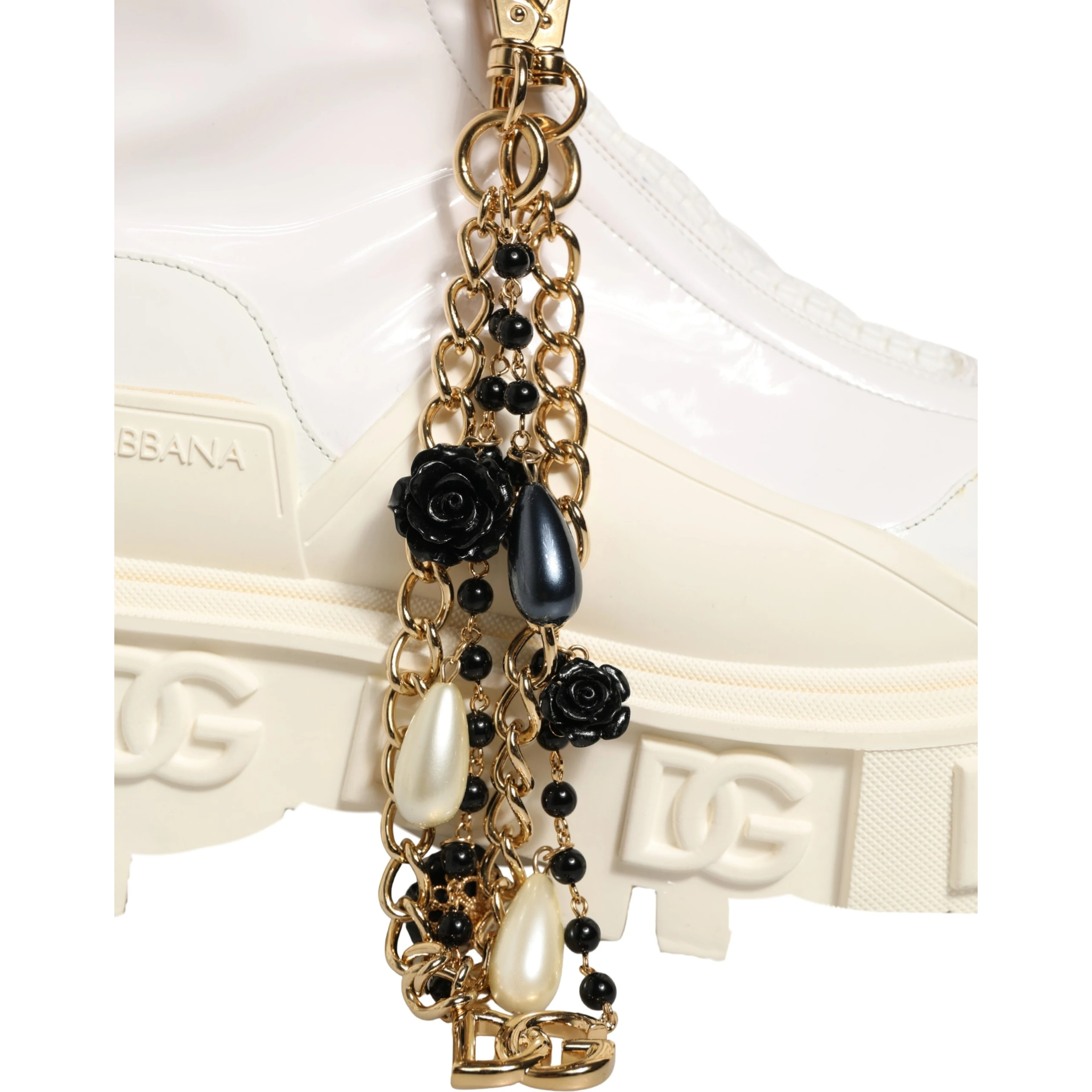 White Leather Rubber Logo Ankle Boots Shoes