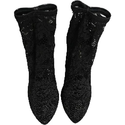 Black Socks Taormina Lace Pumps Boots Shoes