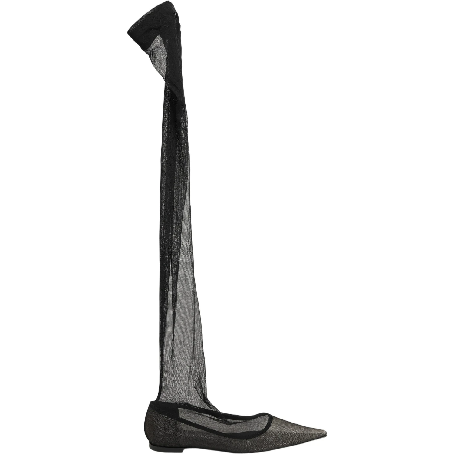 Black Over The Knee Tulle Flats Boots Shoes