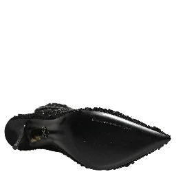 Black Embellished Mesh Ankle Boots Shoes