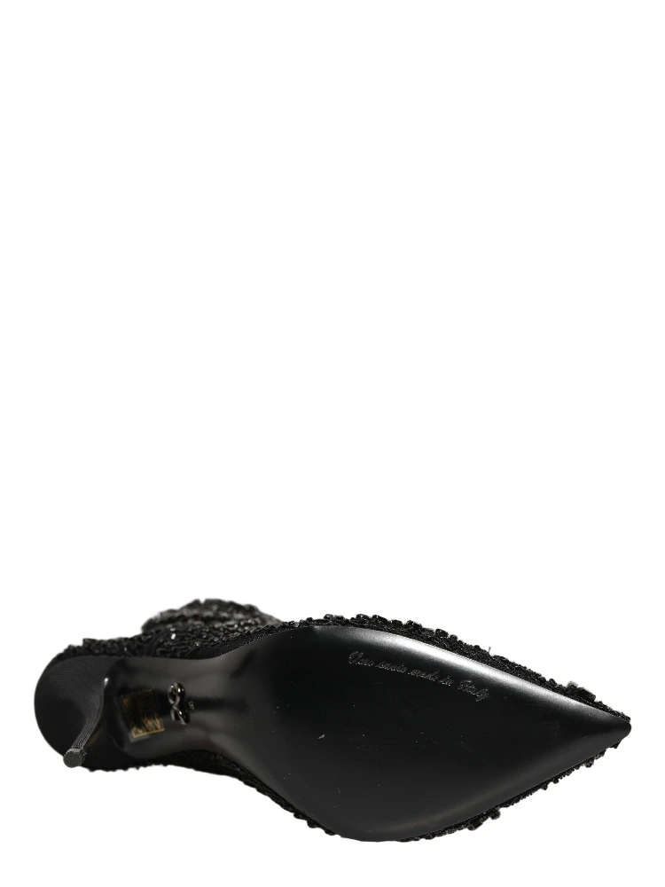 Black Embellished Mesh Ankle Boots Shoes