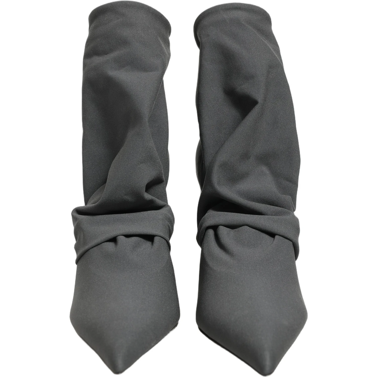 Gray Stretch Socks Heels Ankle Boots Shoes
