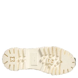 White Leather Rubber Logo Ankle Boots Shoes