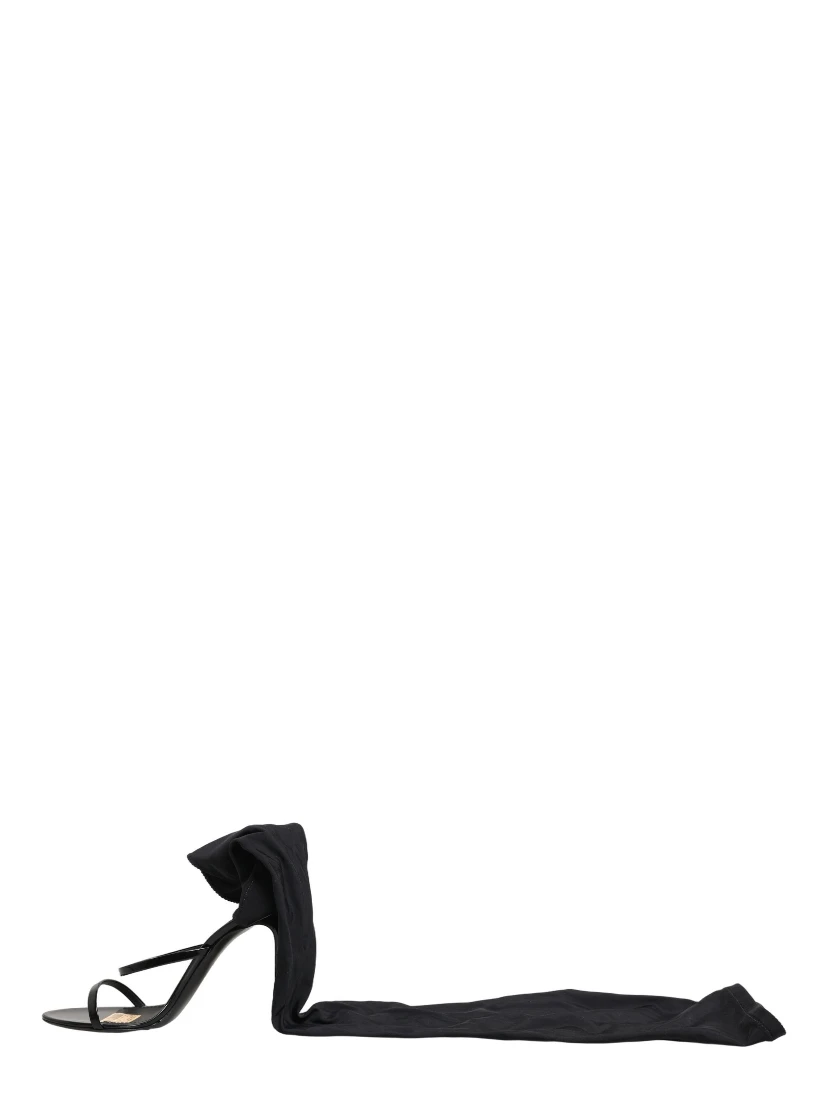 Stiletto Sandals Socks Knee High Boots Black
