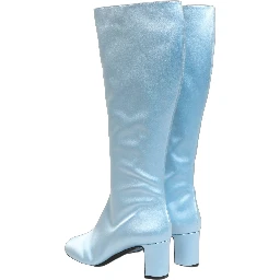 Light Blue Satin Knee High Boots Shoes