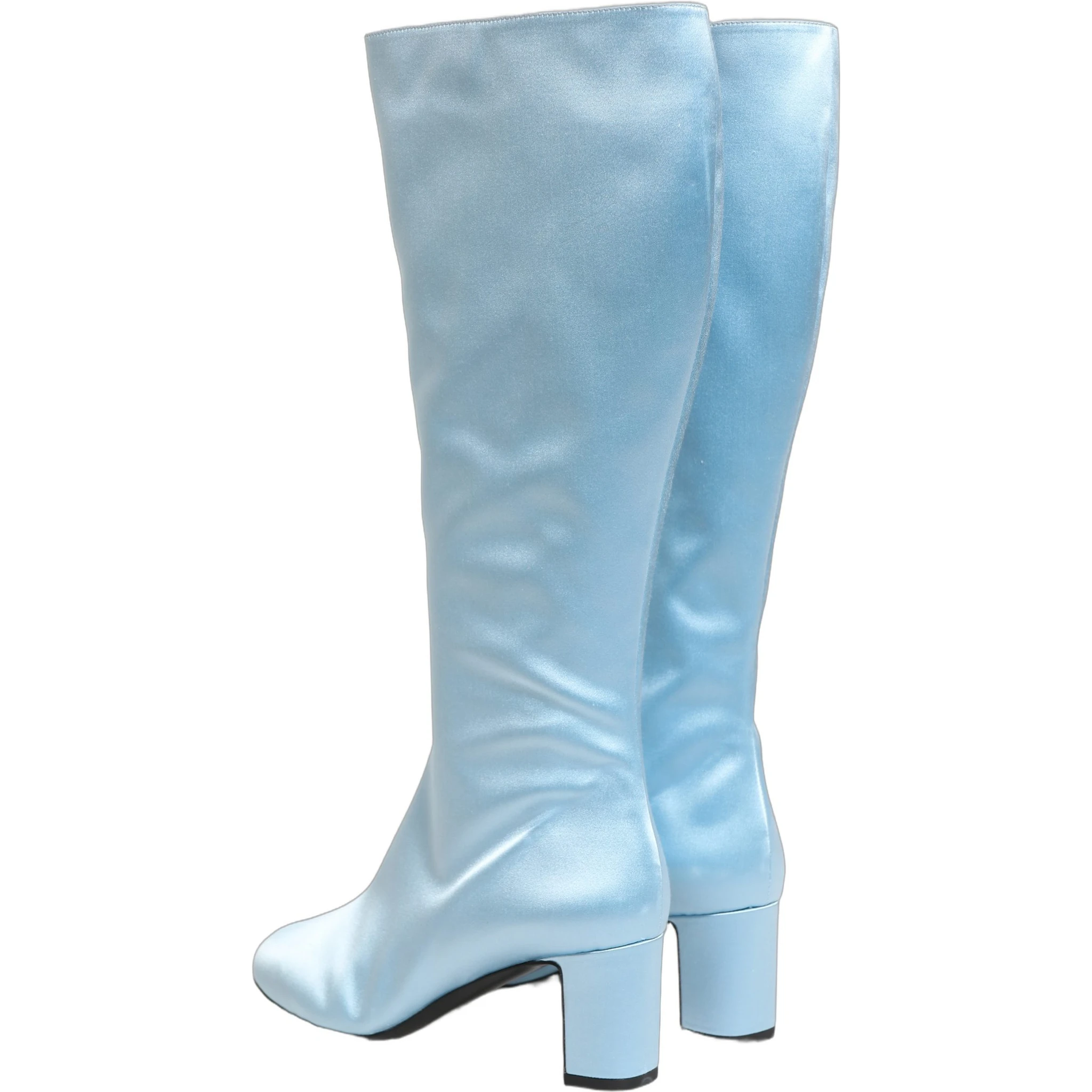 Light Blue Satin Knee High Boots Shoes