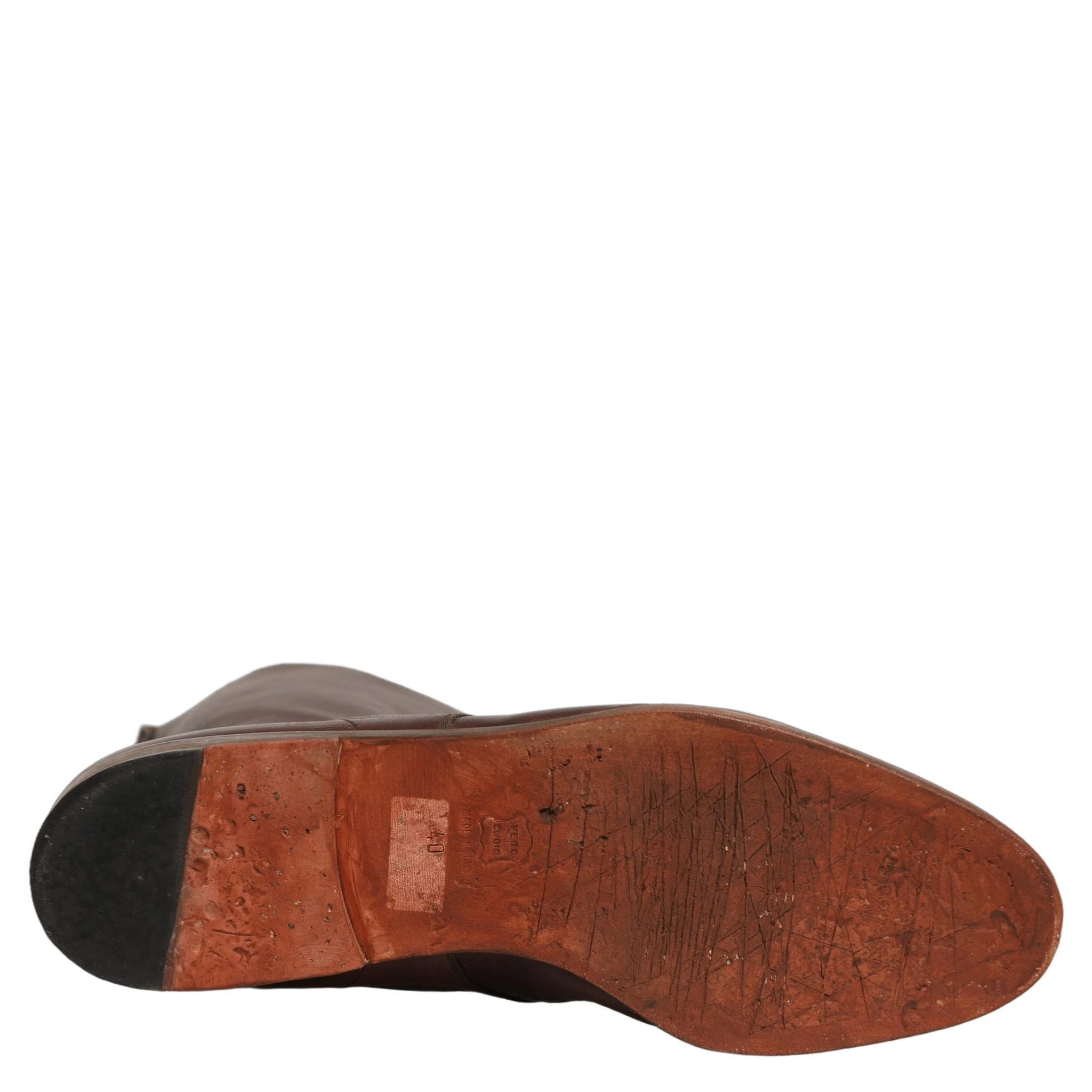 Brown Leather Lace Up Mid Calf Boots Shoes