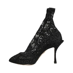 Black Socks Taormina Lace Pumps Boots Shoes