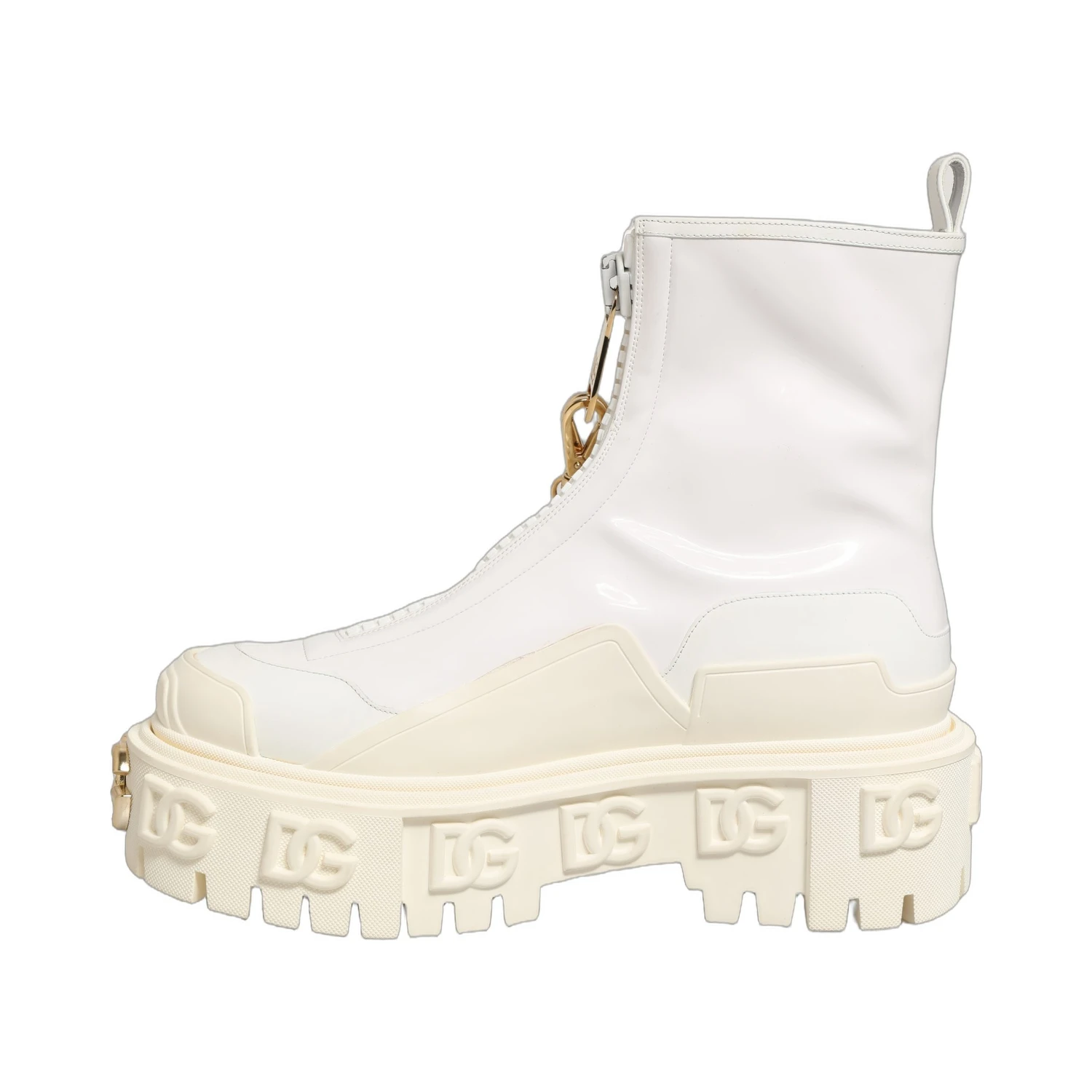 White Leather Rubber Logo Ankle Boots Shoes