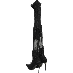 Black Over The Knee Sock Pumps Boots Shoes