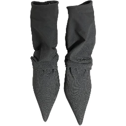 Gray Stretch Socks Heels Ankle Boots Shoes