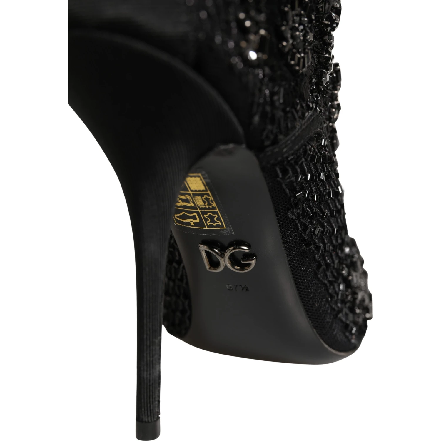 Black Embellished Mesh Ankle Boots Shoes