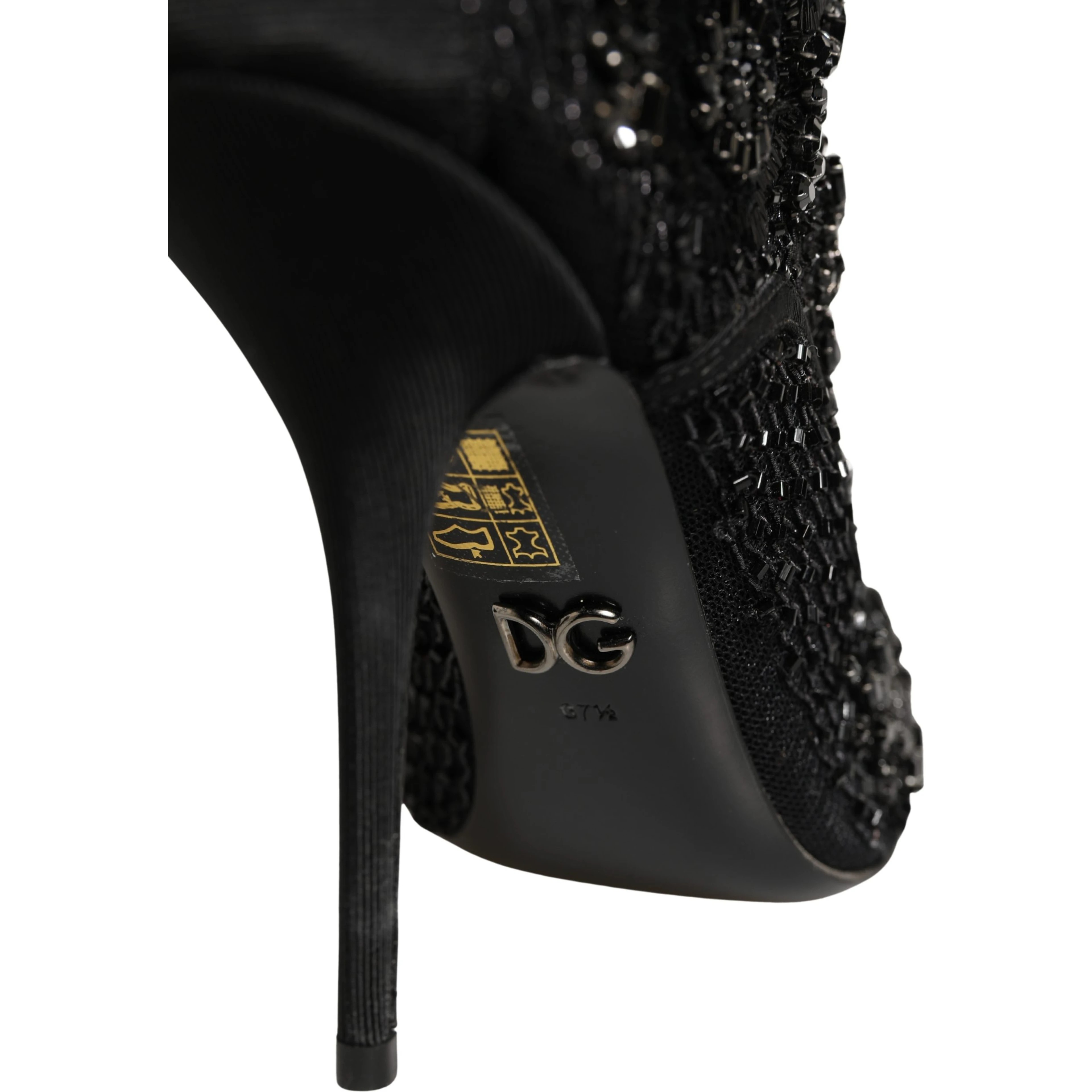 Black Embellished Mesh Ankle Boots Shoes