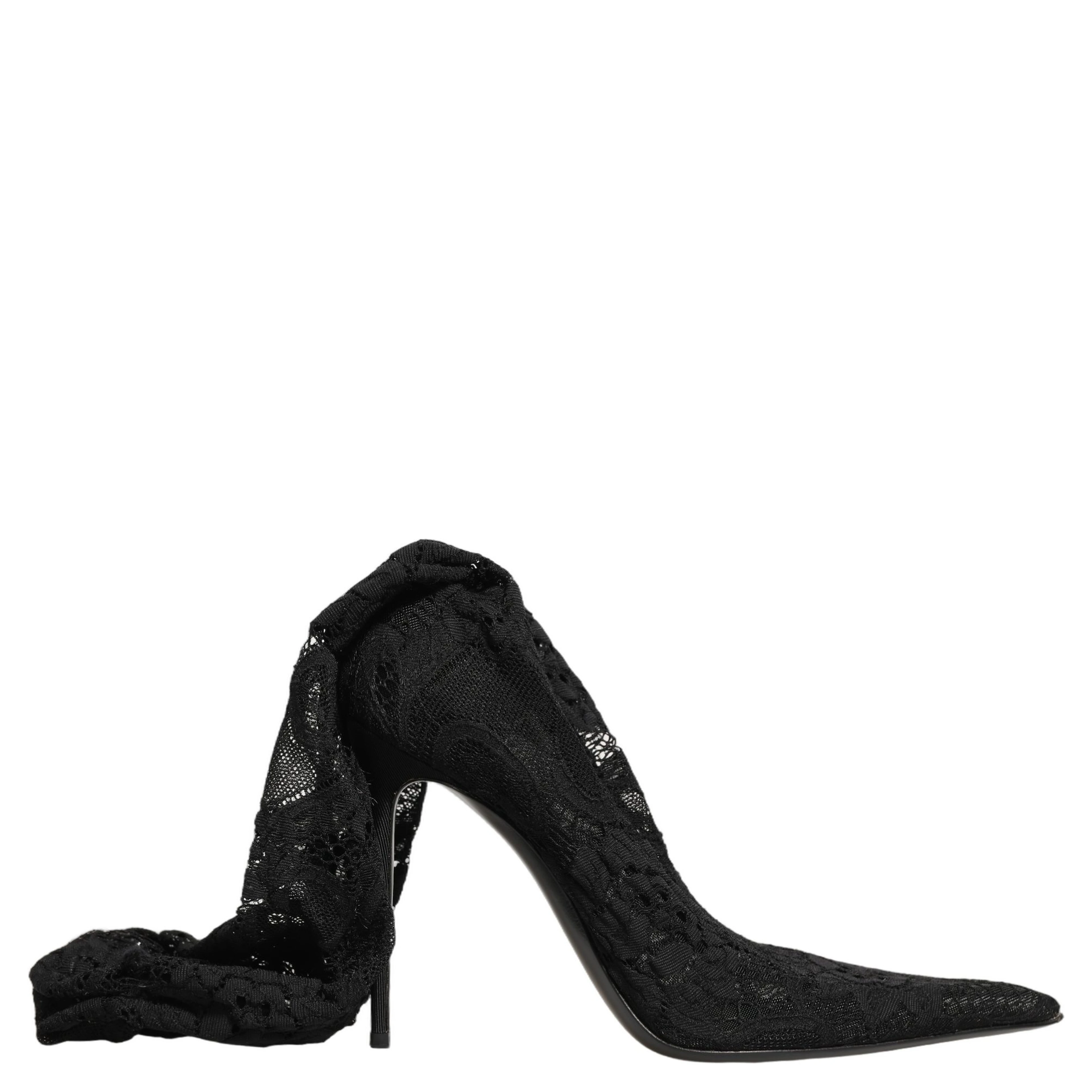 Black Taormina Lace Socks Boots Pumps Shoes