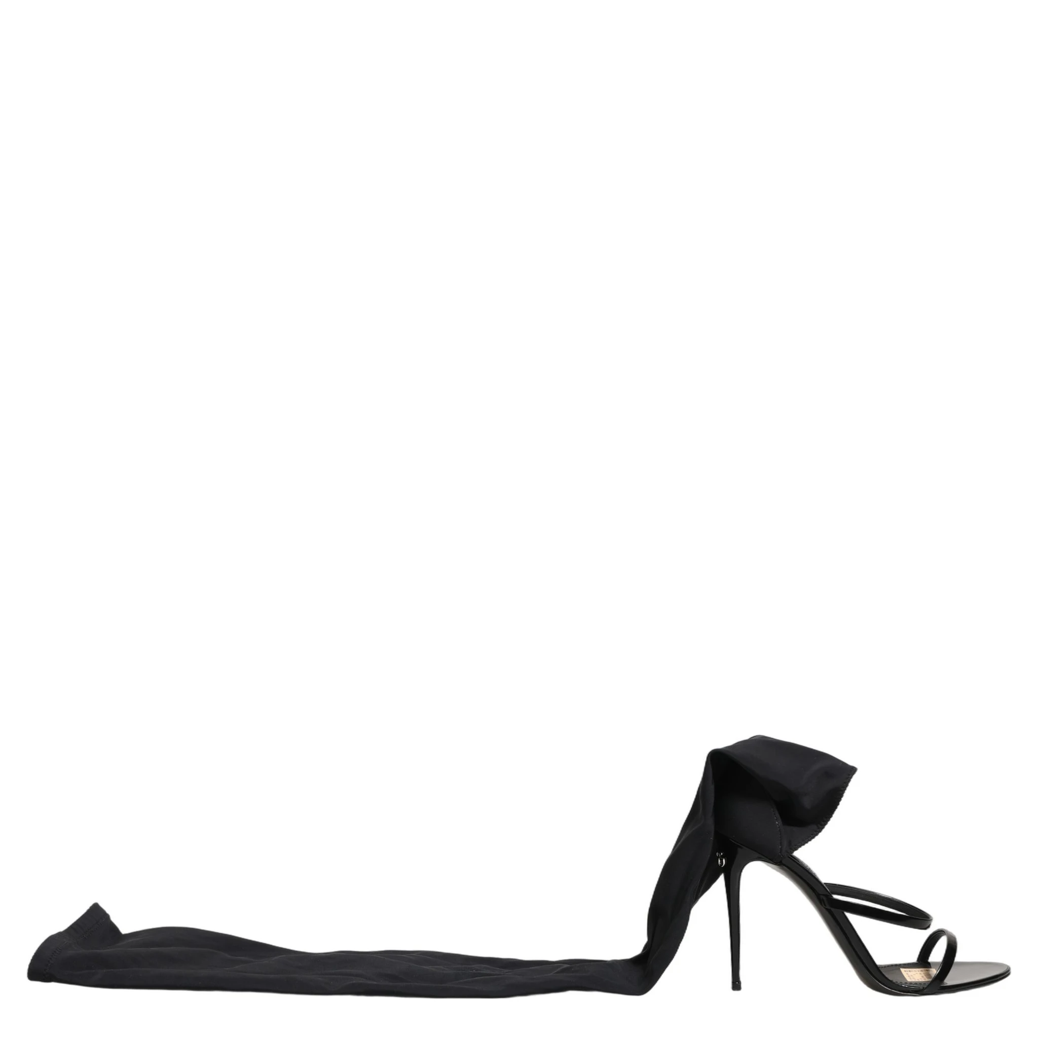 Stiletto Sandals Socks Knee High Boots Black