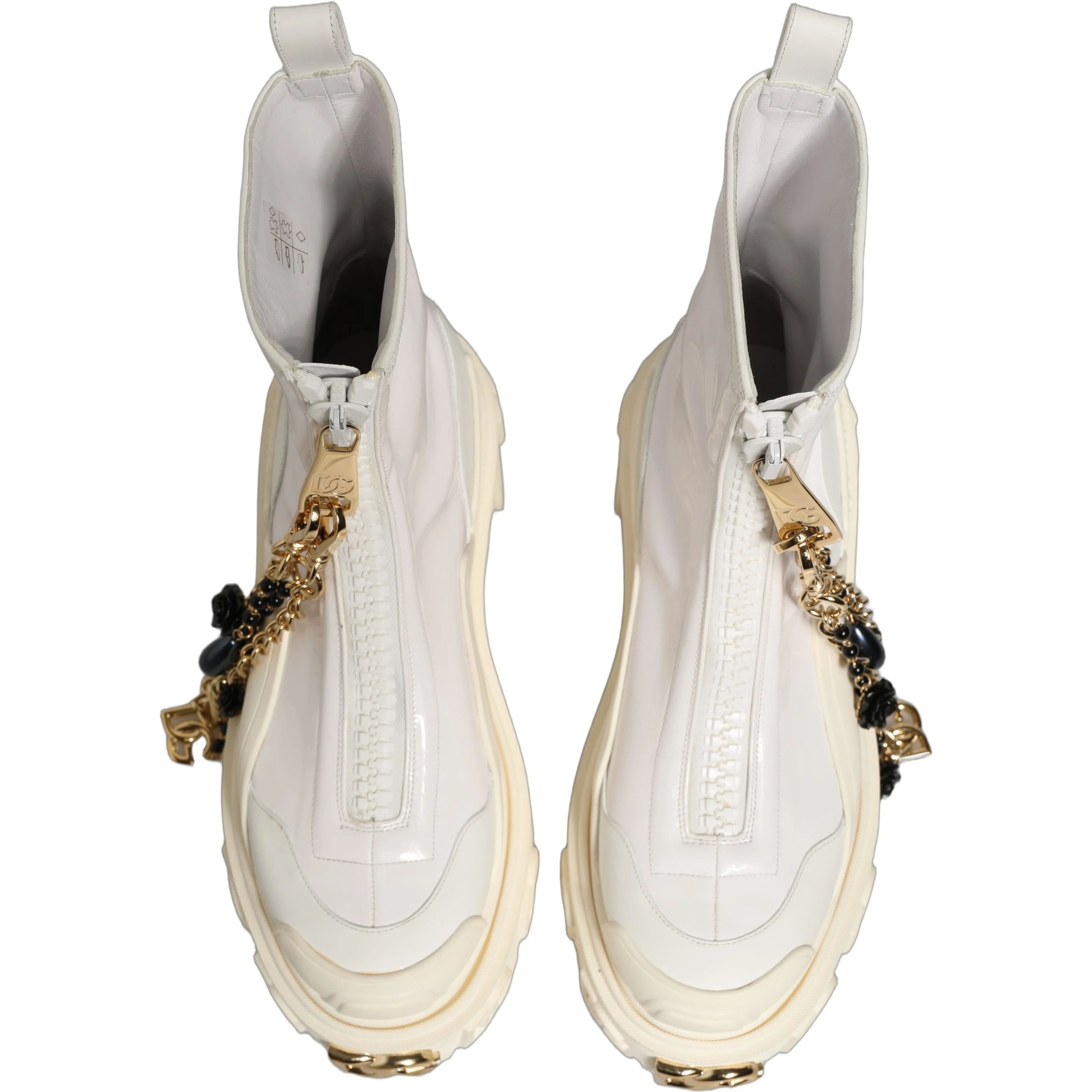 White Leather Rubber Logo Ankle Boots Shoes
