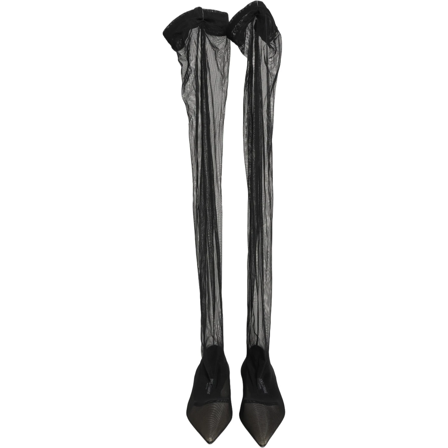 Black Over The Knee Tulle Flats Boots Shoes