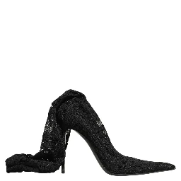 Black Taormina Lace Socks Boots Pumps Shoes