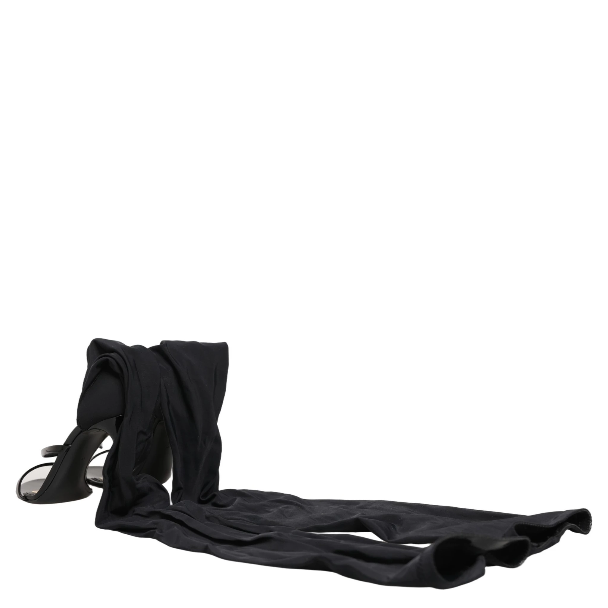 Stiletto Sandals Socks Knee High Boots Black
