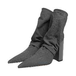 Gray Stretch Socks Heels Ankle Boots Shoes