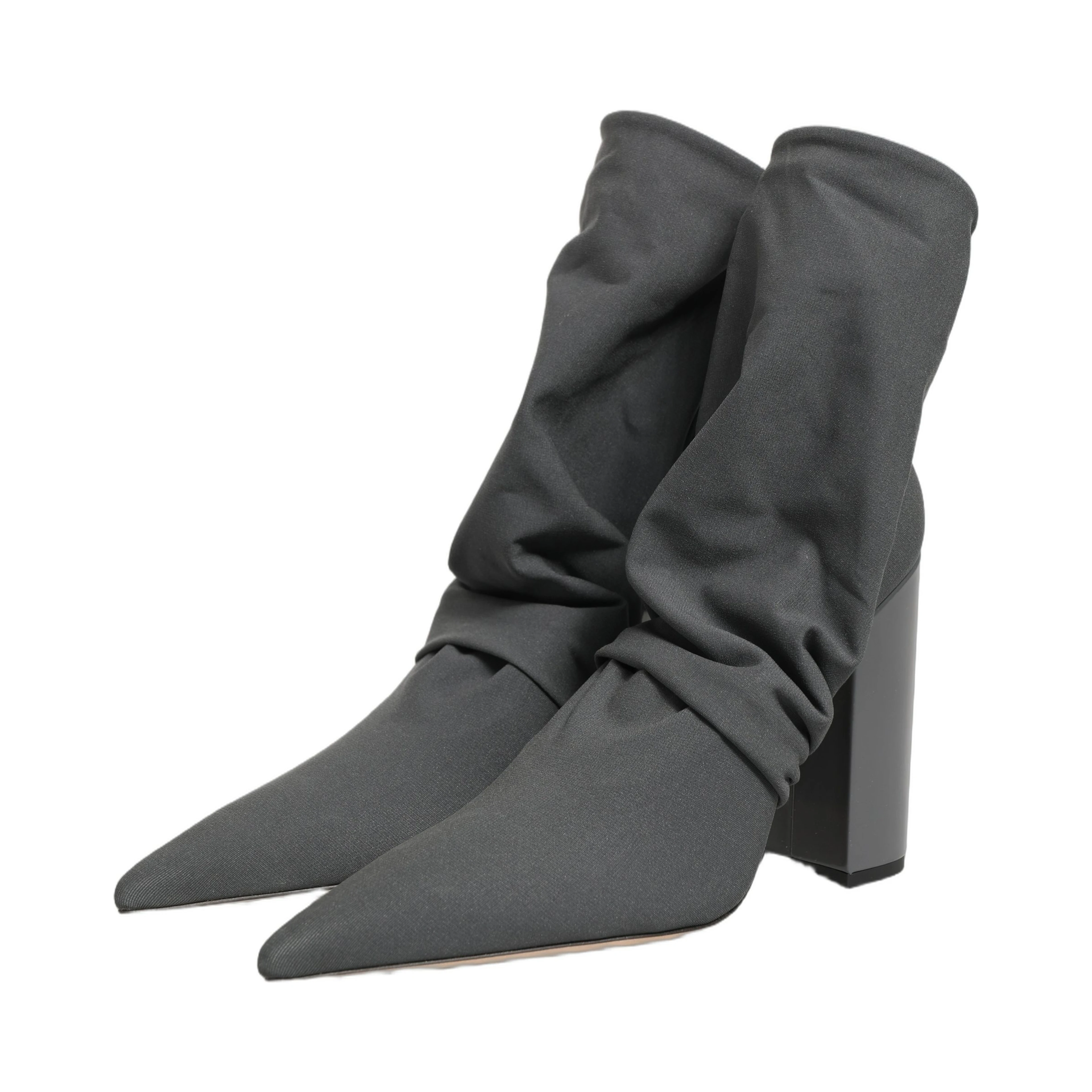 Gray Stretch Socks Heels Ankle Boots Shoes