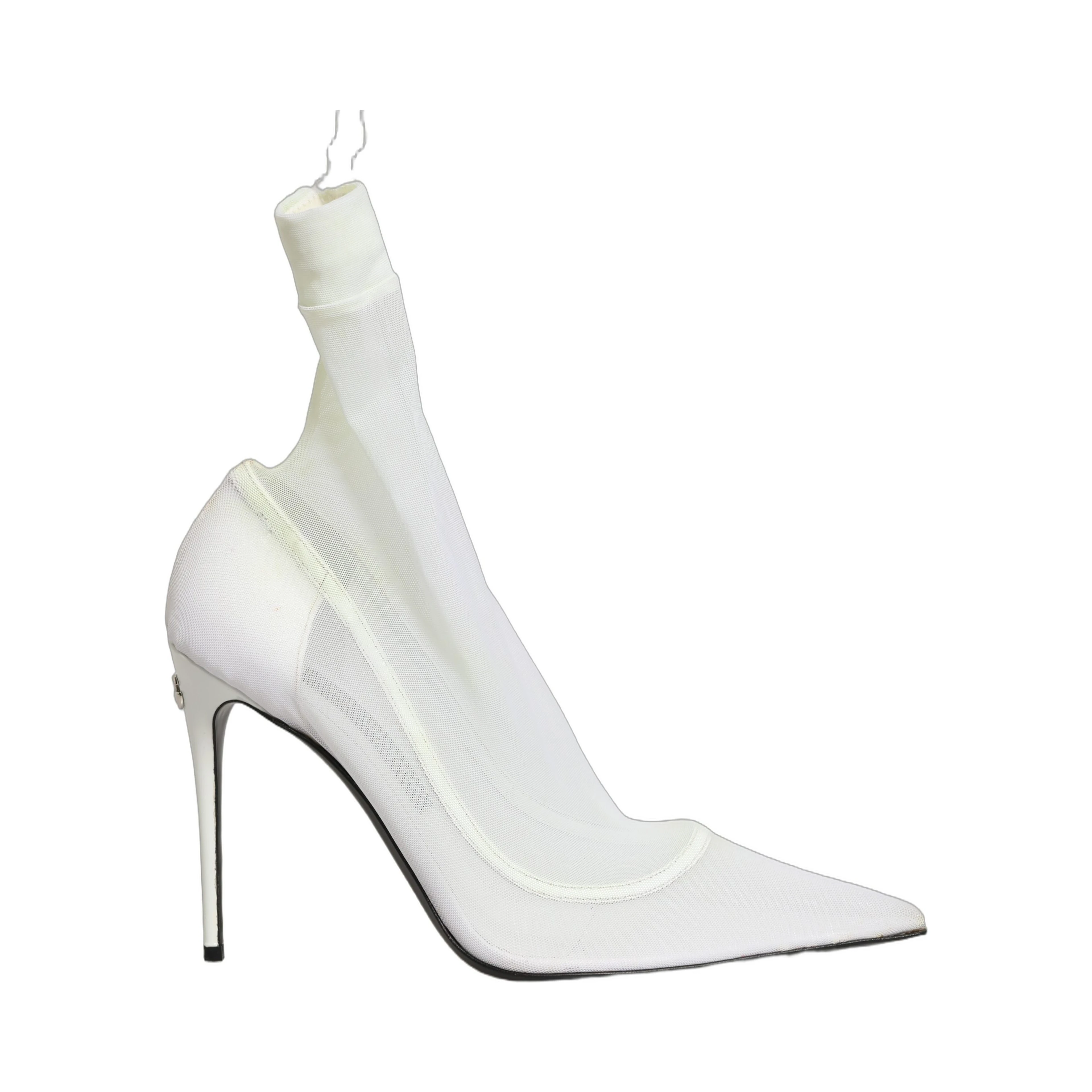 White Tulle Stretch Mesh Sock Boots Shoes